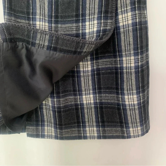 Herman Geist Wool Blend Dark Academia Plaid Wrap Front Mini Skirt Size 4P - Picture 3 of 6